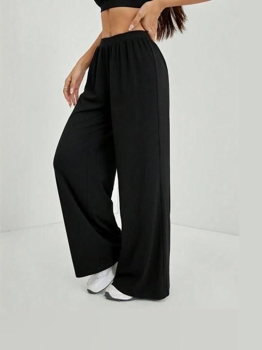 Women's Casual Black Straight Fit Pants